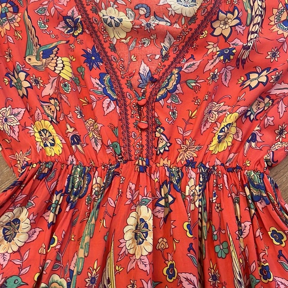 Flowy party dress. Flower pattern. - Picture 3 of 6